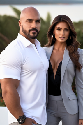 欧美光头帅哥美女情侣写真图片